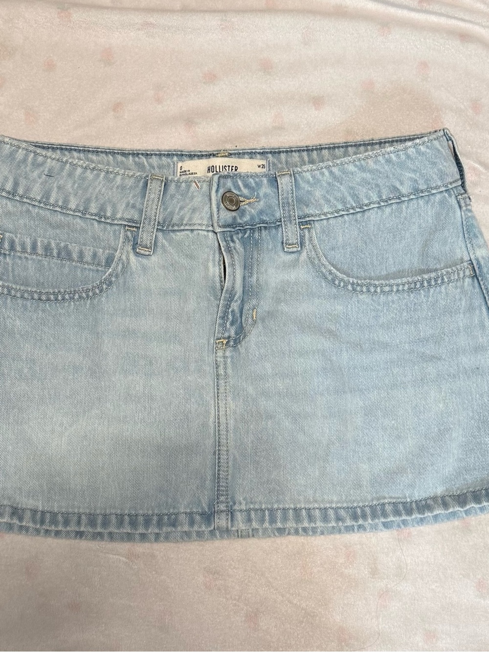Hollister Light Wash Denim Mini Skirt
